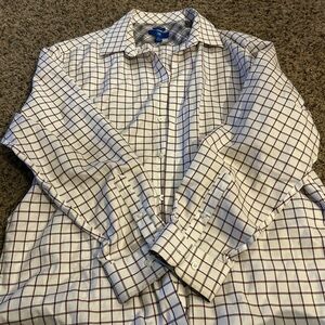 Egara White Dress Shirt with Brown Windowpane Check